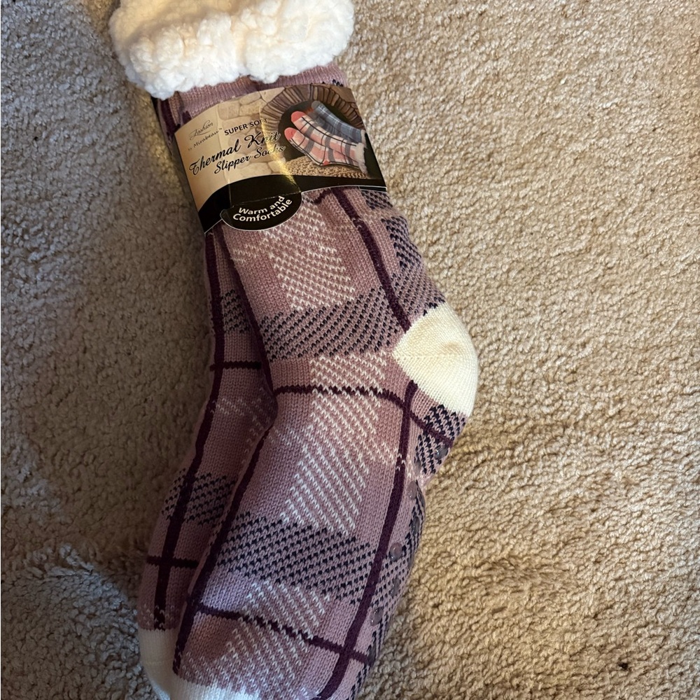 Cozy Plaid Sherpa-Lined Socks